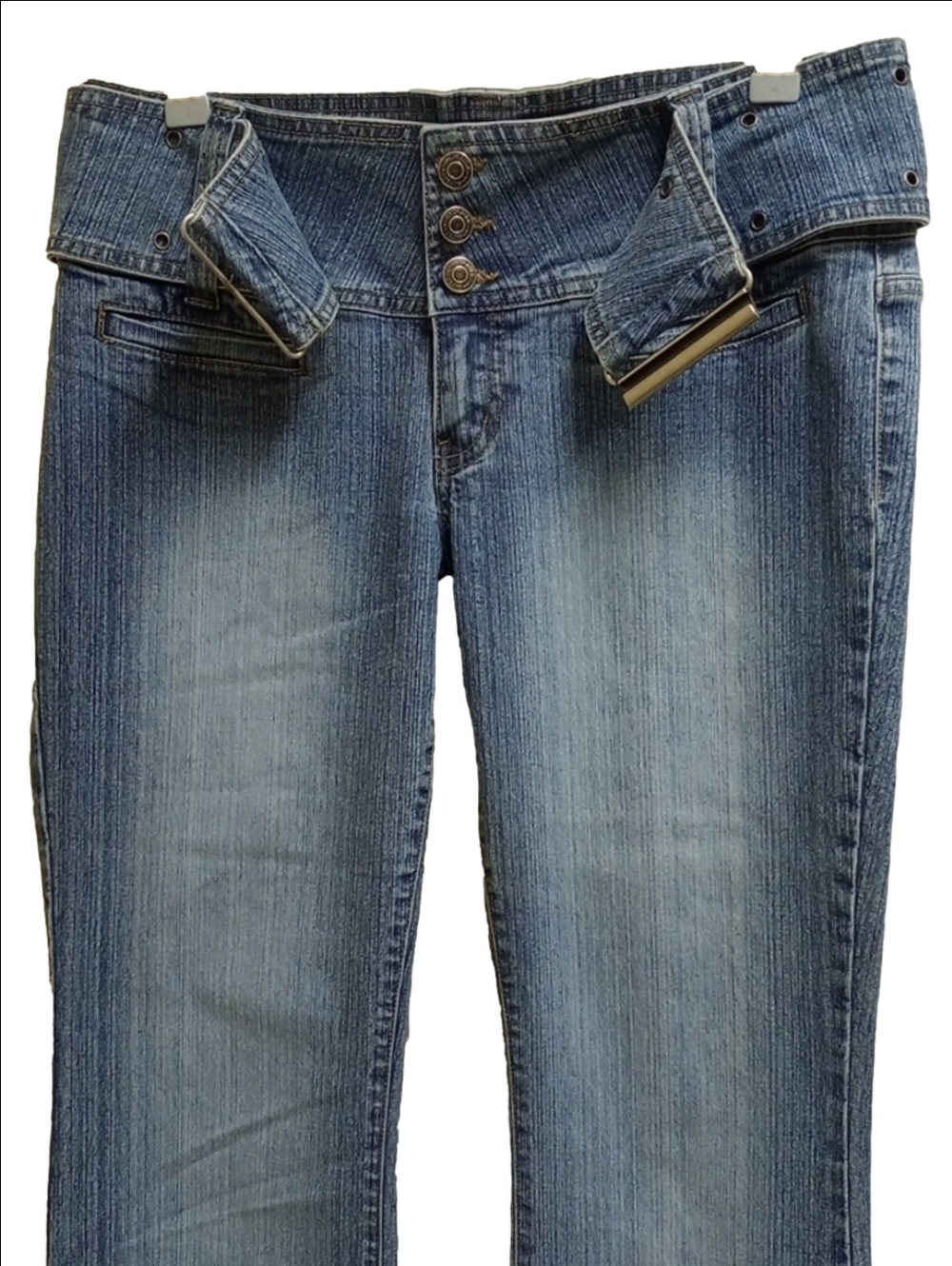 Y2K 90'S HYDRAULIC VINTAGE BELTED BOOT CUT WIDE LEG MEDIUM RISE JEANS RARE - Picture 5 of 12